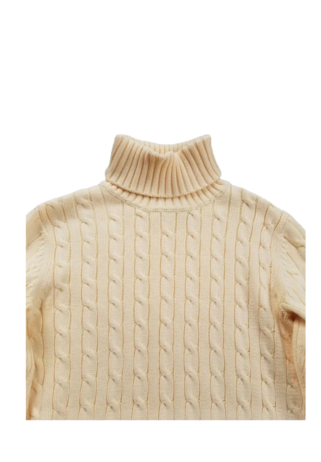 Tommy Hilfiger vintage knit woollen turtleneck jumper sweater pale yellow . close up of neck