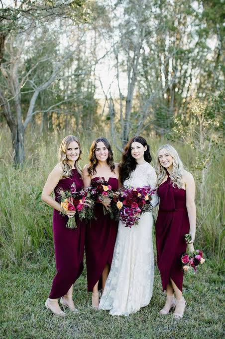 Shona Joy core knot drape dress second hand burgandy wedding and bridesmaid dress